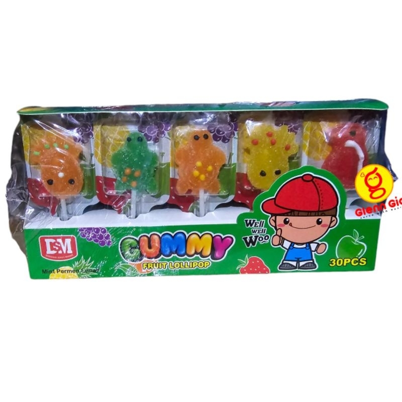 

Sekar_Shop07 Permen Lunak Lolipop Aneka Rasa Gummy Fruit Lollipop Box Isi 30 Pcs