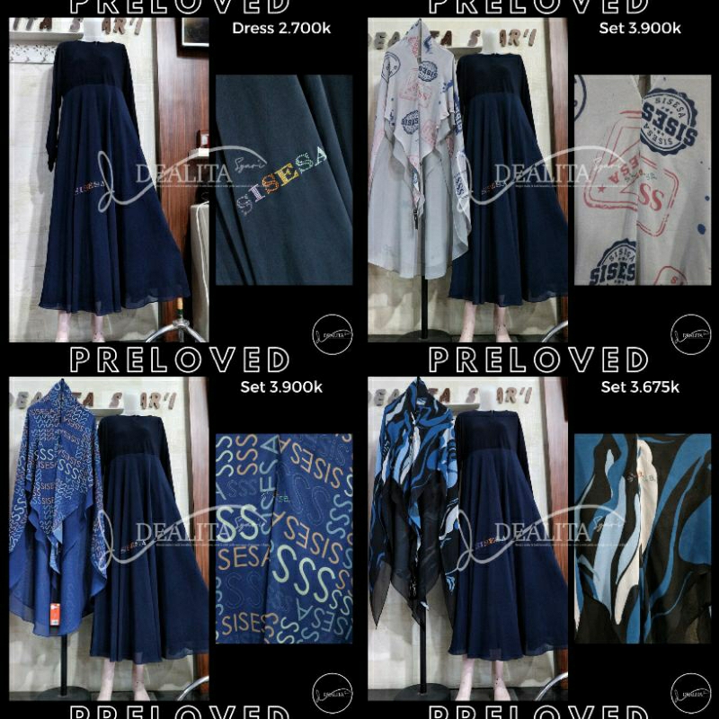 Sisesa Dress Swarovski Navy Khimar Set Limited