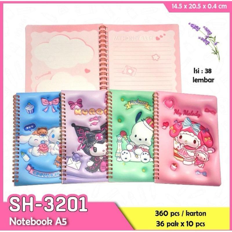 

Buku Tulis Catatan Sekolah Sanrio 3D Ring Note book Cinamorol Melodi Kuromi Pocacho Spiral