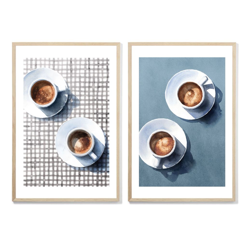 Poster Coffe Table Art Print Bingkai Kayu Pajangan Dinding Aesthetic Kedai Kopi