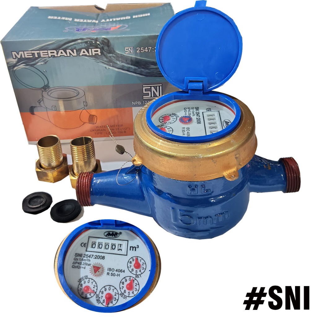 Meteran Air Kuningan Sni Pdam 12 AMNB Water Meter Body Kuningan  Meteran Air PAM PDAM SNI 12