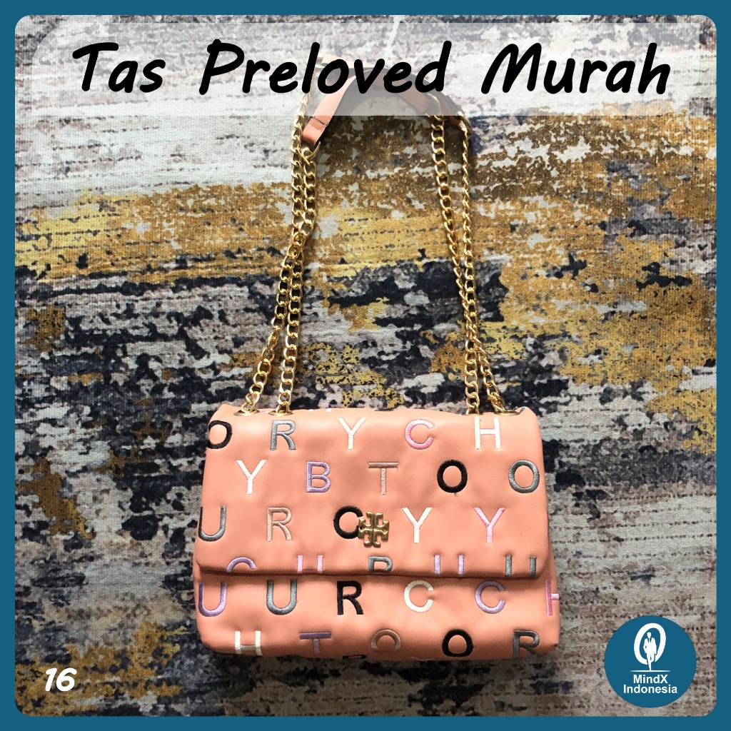 Tas Wanita Preloved 16 Merk TORY BURCH Warna Pink (Merah Muda) (Preloved/Second/Bekas) Non Original