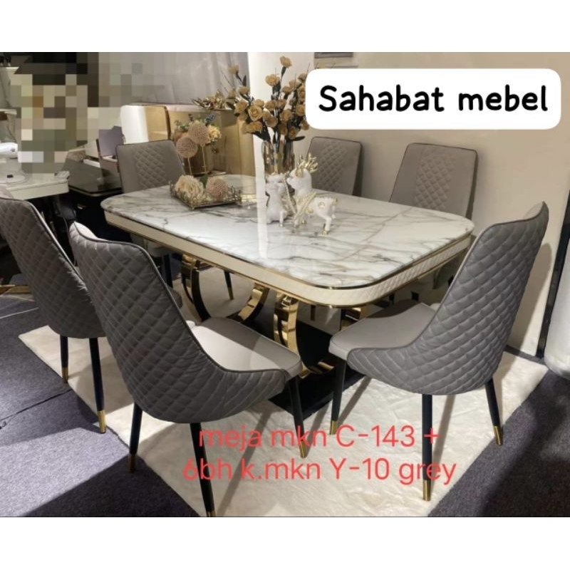 kursi makan import 6kursi batu marmer-meja makan import marmer 6k