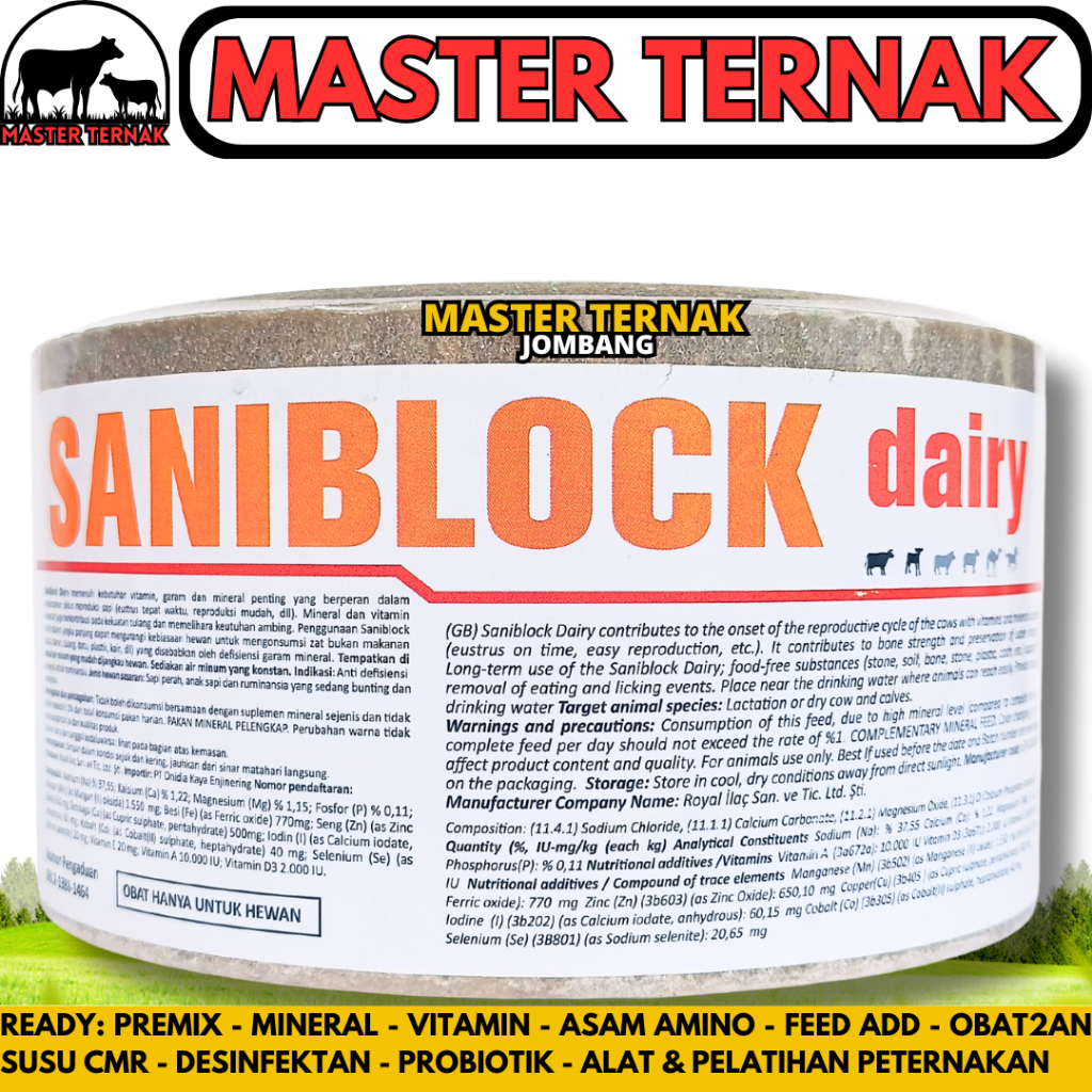 MINERAL BLOK SANIBLOCK DAIRY 3 KG - MINERAL BLOK KAMBING PERAH - MINERAL BLOK SAPI PERAH - MINERAL B