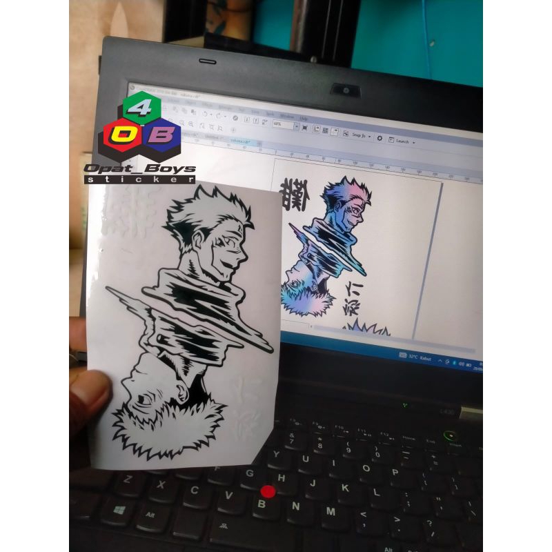 cutting stiker jujutsu kaisen keren itadori sukuna