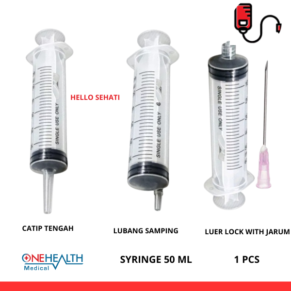 Onehealth Spuit 50 ML Suntikan Syringe Jarum Suntik 50 cc Suntikan Besar Tanpa Jarum Medis 1 Pcs