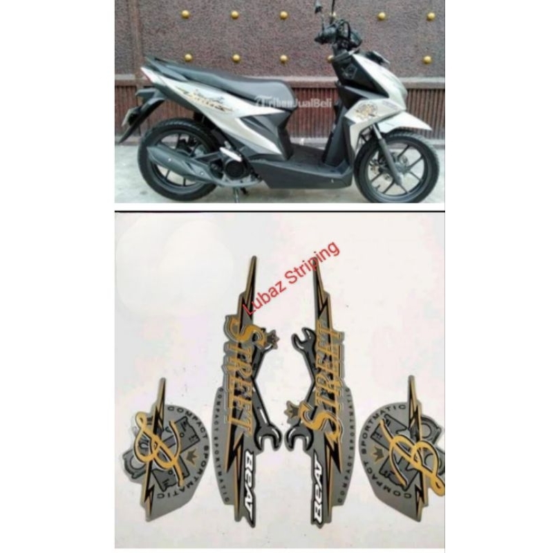 Striping Sticker Lis les decal Polet orian standar motor Honda Beat Street tahun 2020/21 silver