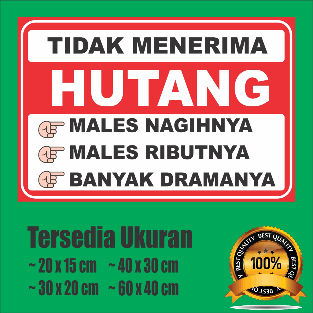 

STIKER TIDAK MENERIMA HUTANG | STIKER WARUNG SEMBAKO