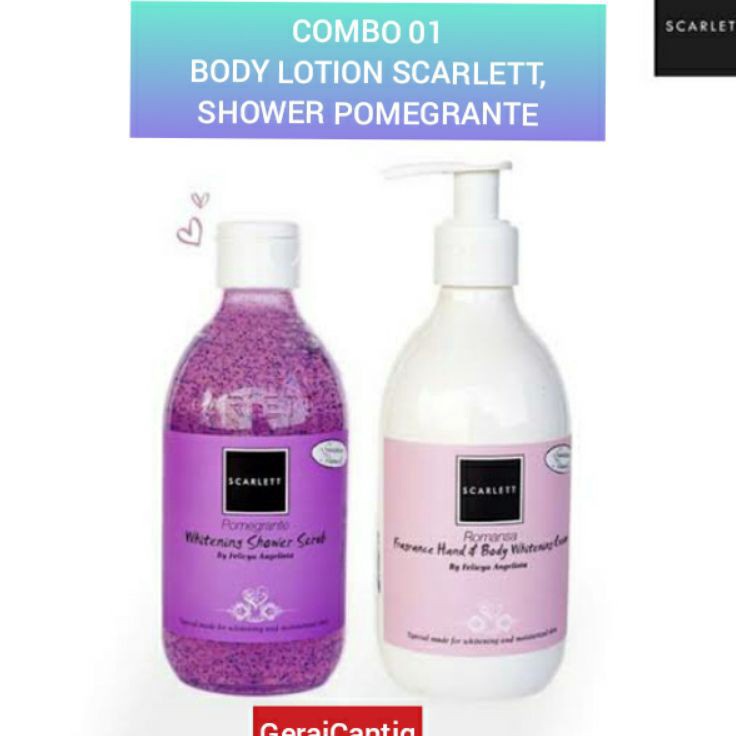 Produk Original  PAKET SCARLETT WHITENING 2 IN 1 BODY LOTION  BODY SHOWER  PEMUTIH BADAN SCARLET