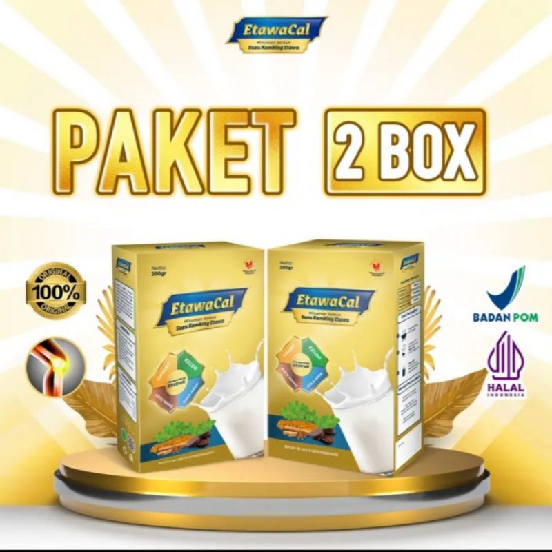 

PAKET 2 BOX - SUSU ETAWACAL ORIGINAL 200gram [ minuman berkhasiat terbuat dari susu kambing etawa murni dipadukan dengan bahan herbal alami]