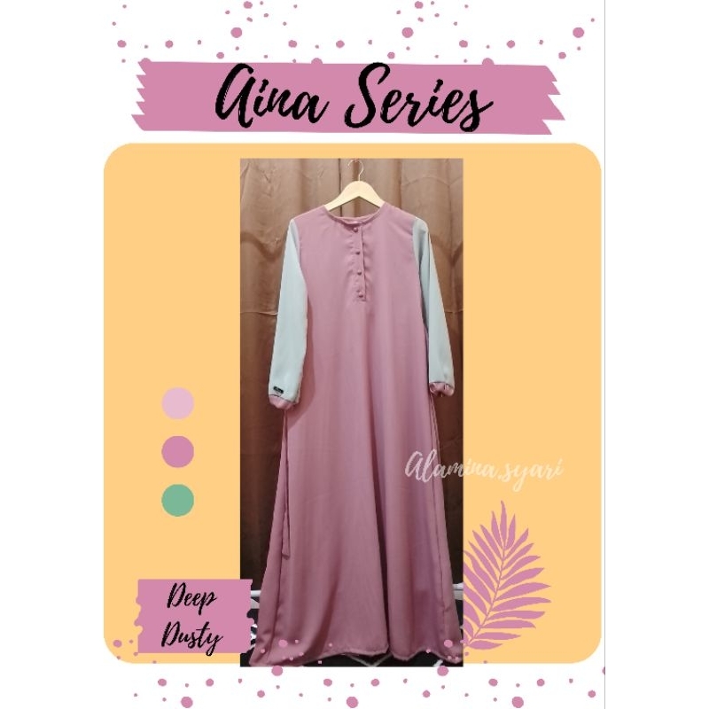 Gamis Aina Series by Alamina.Syari | Gamis Simple | Gamis Polos | Gamis Syari