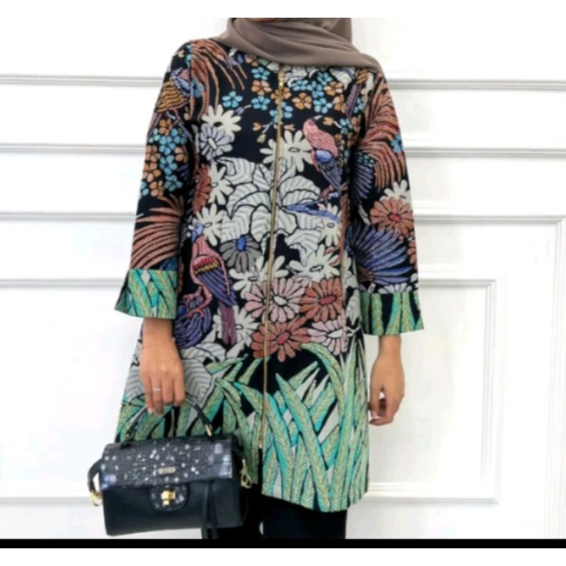 Tunik/dres batik zipper depan 1