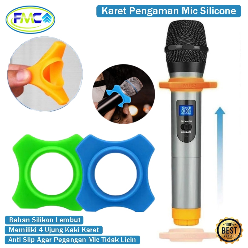 Ring Mic Karet Anti Slip Bentuk Cincin Gelang Pelindung Microphone Holder Gelang Mic Karaoke Mic Rin