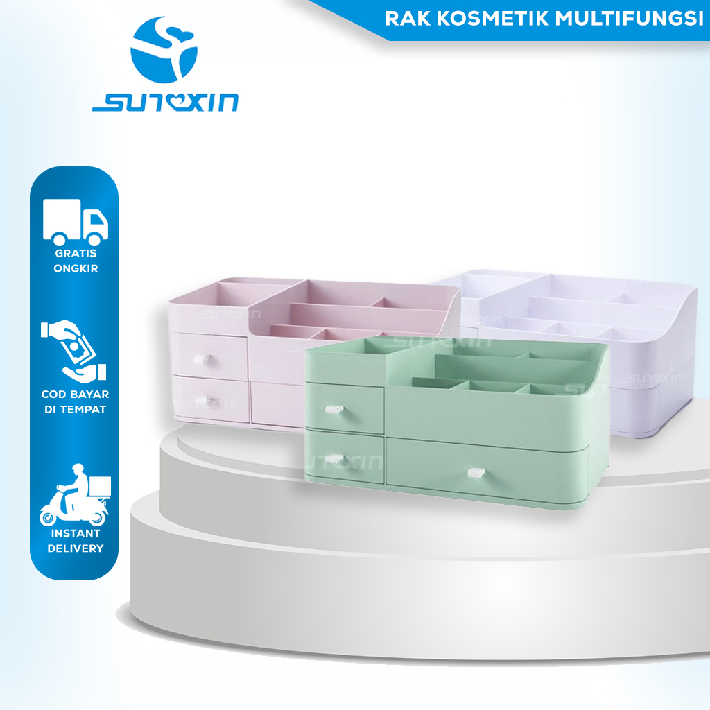Sunxin - Rak Kosmetik Multifungsi / Rak Kosmetik Susun / Rak Kosmetik 3 Laci