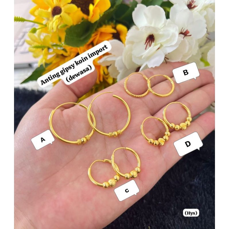 Anting Gipsy Polos Sedang/ Anting Dewasa /Anting Bulat Polos Sedang