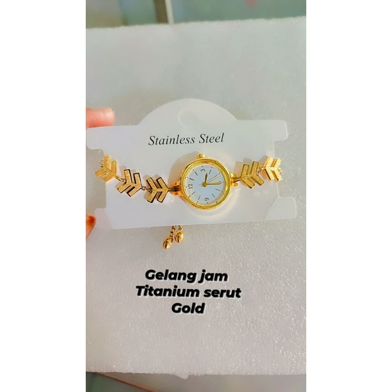 Gelang jam titanium anti karat gold and rose gold