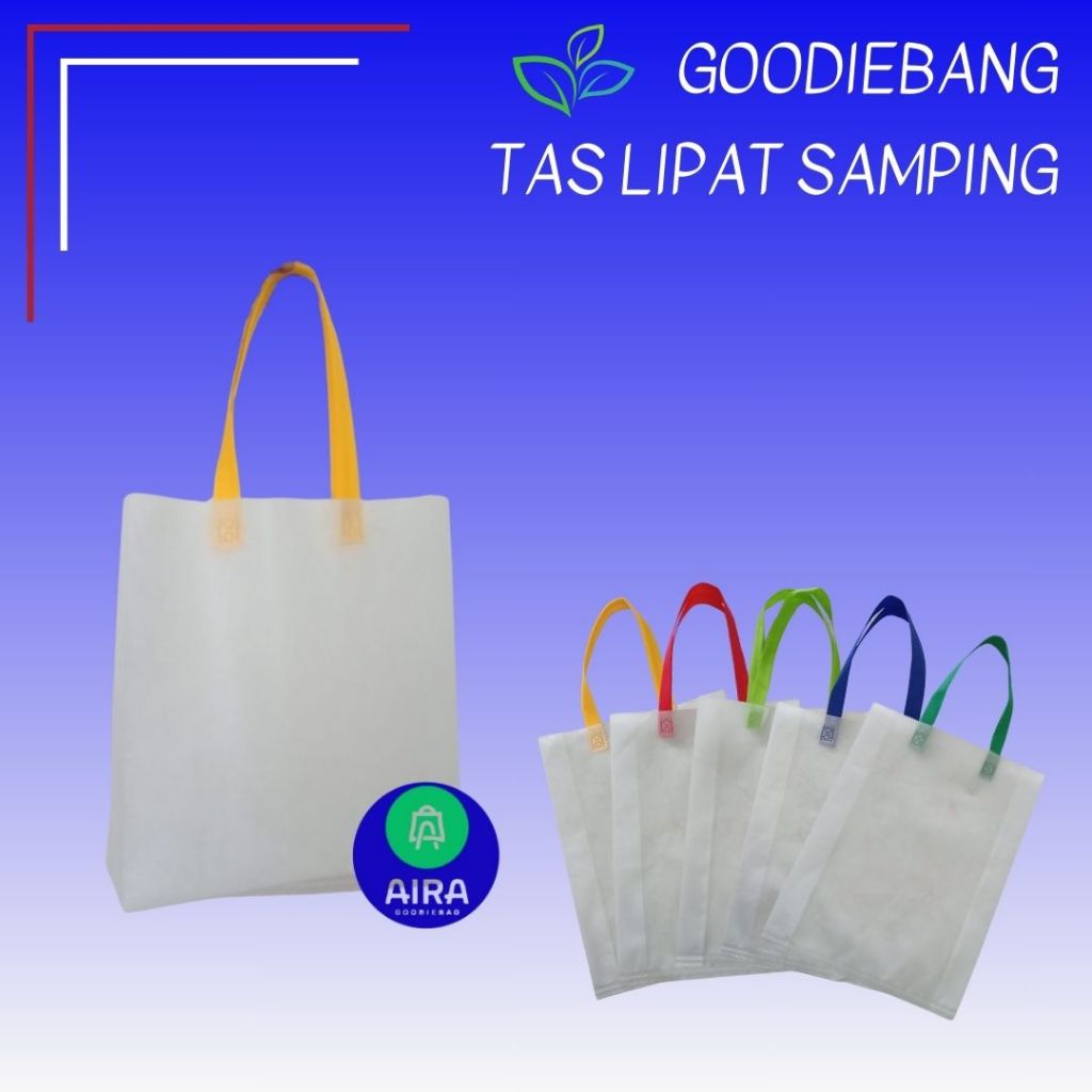 

Edisi khusus Putih Tali Warna TAS LIPAT SAMPING 30X40 ISI 12pcs tas multifungsi tas sovenir tas kemasan tas goodiebag tas ramah lingkungan