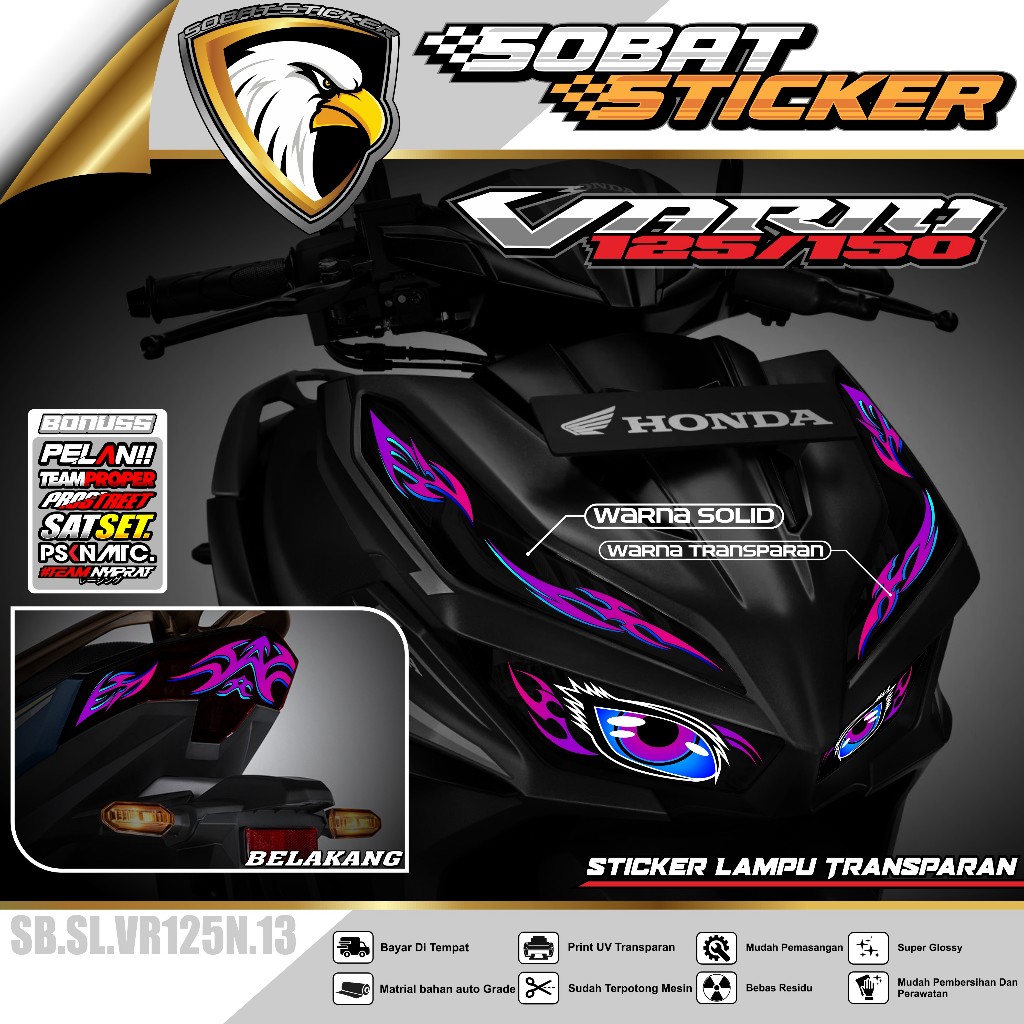Stiker Lampu VARIO 125-150 / SB Sobat Sticker Lampu Transparan Variasi VARIO 125-150