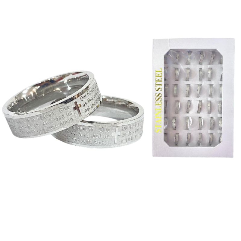 Cincin Salib Doa Bapa Kami (1pcs) - Cincin Rohani - Cincin Salib - Cincin Doa Bapa Kami - Cincin Bap