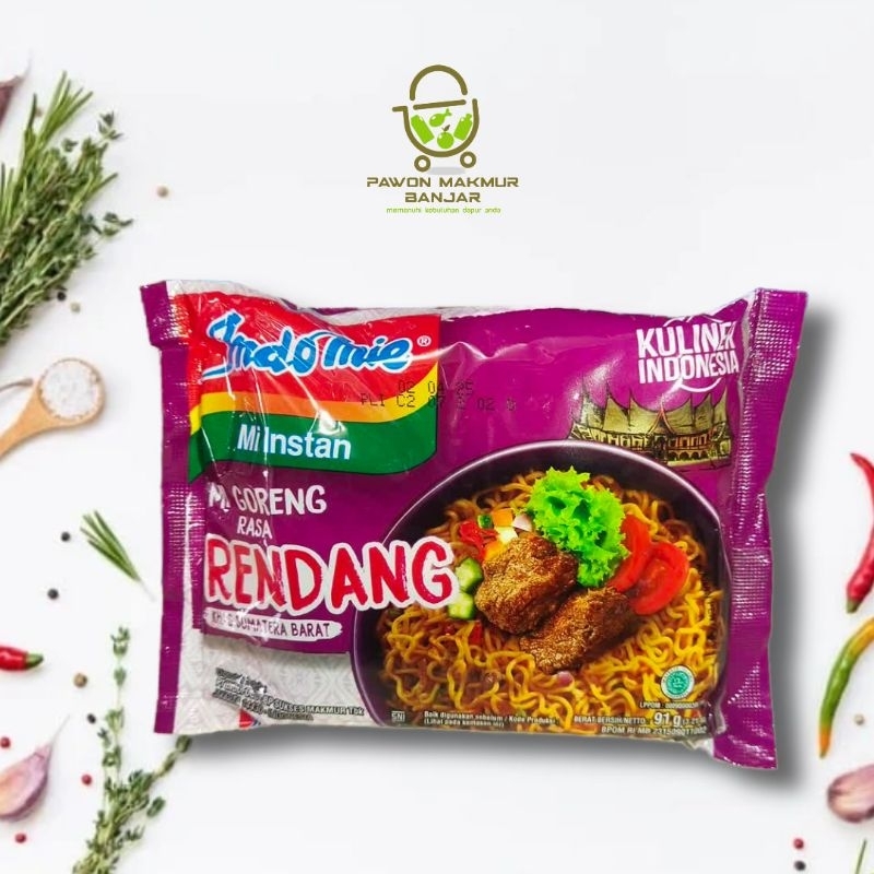 

INDOMIE / MIE INSTAN GORENG RASA RENDANG / PERBUNGKUS 91gr