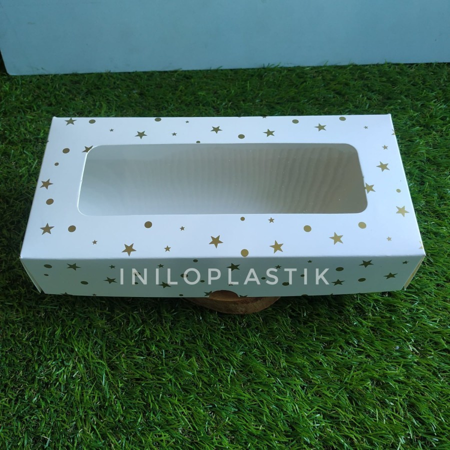 

Box 11x22x5 / Dus Motif / Kotak Kue Brownies Motif / Box Window White