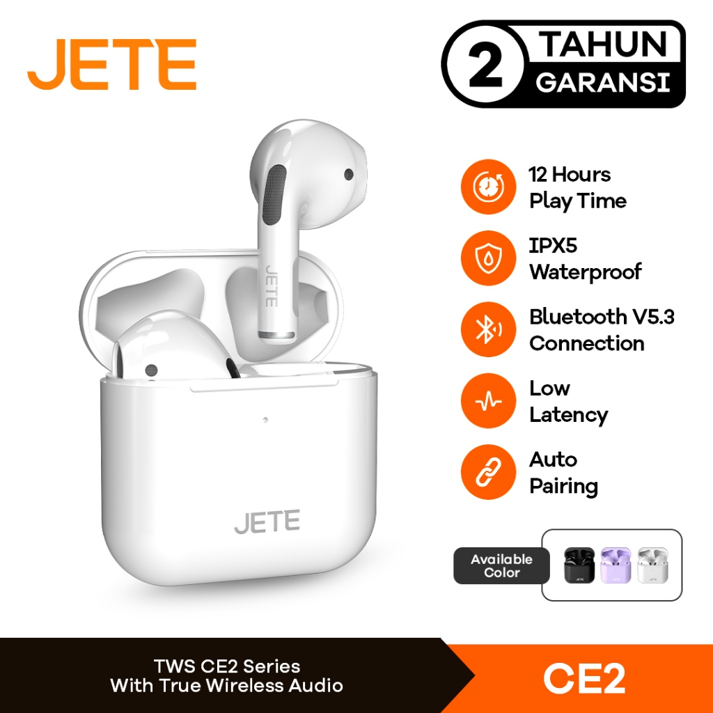 JETE CE2 TWS Earbuds Headset Bluetooth IPX5 | Earbuds | Headset - Garansi 2 Tahun