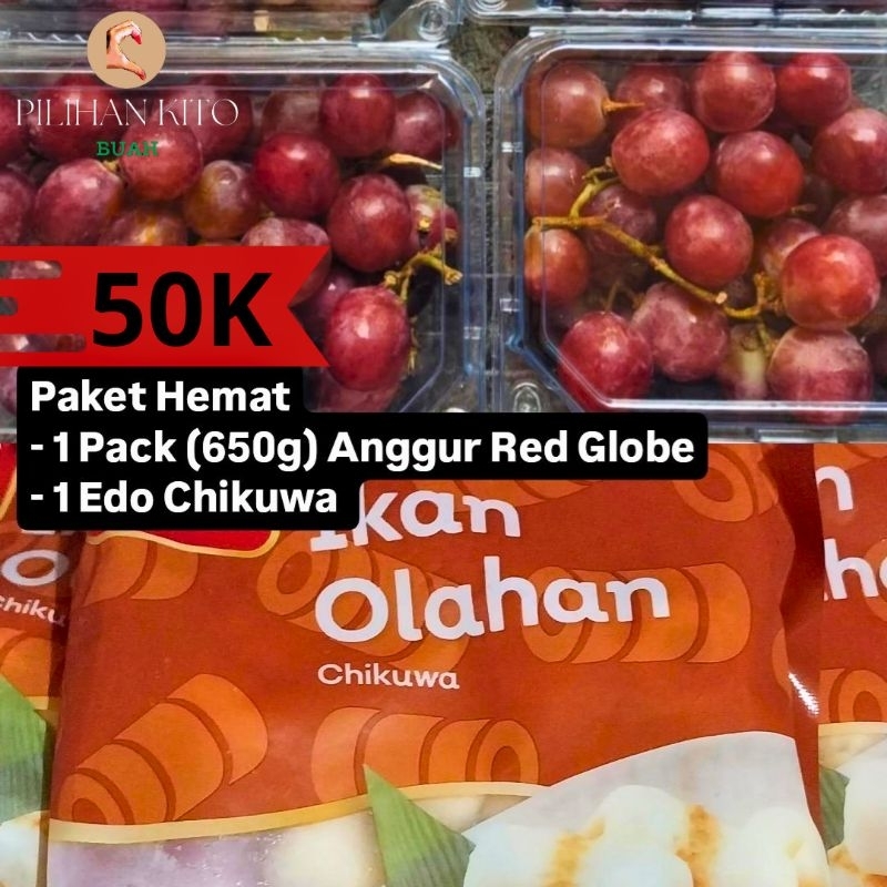 

paket hemat buah anggur red globe apel envy melon sky rocket