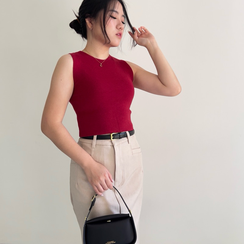 KLAVEE - VERO KNIT TANK / Atasan Tank top Rajut Knit Premium / Basic Stretch Korean Style Top