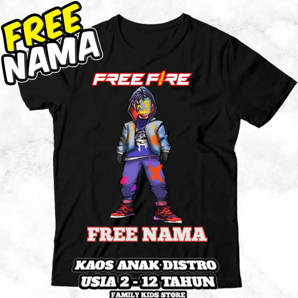 (FREE NAMA) KAOS BAJU ANAK FF FREE FIRE VERSI CHAR SET BUNDLE TSHIRT ANAK GAME FREE FIRE