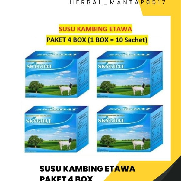 

Paket 4 Pcs Susu Sky Goat | Etawa Susu Kambing Skygoat | Susu Kambing Bubuk | Susu Kambing Murni