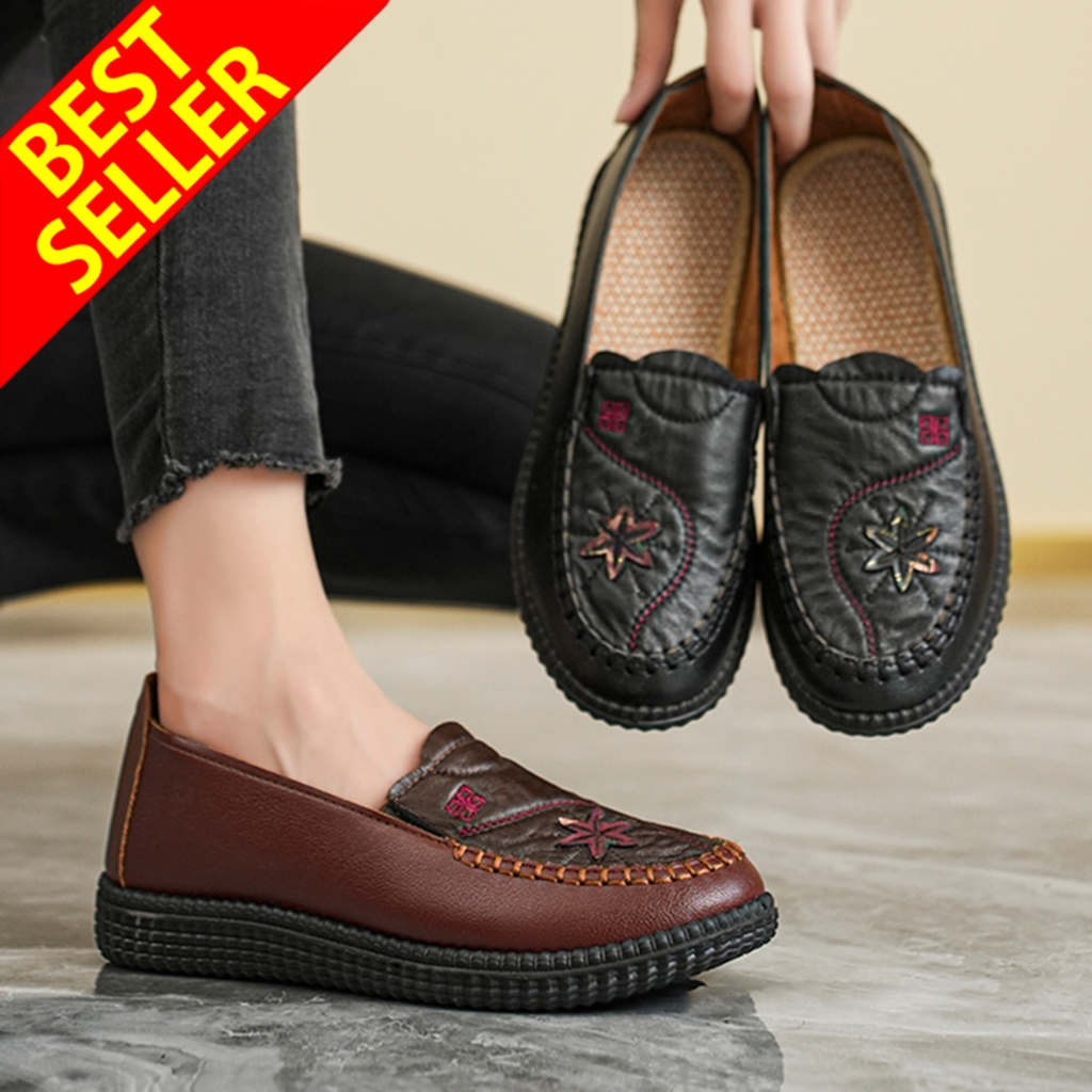 QINGSHUI Sepatu Wanita Flat Shoes Wanita Sepatu Kets Slip on Wanita