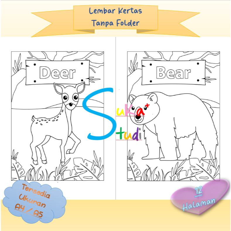 

SUKASTUDI - Kertas MEWARNAI Lembar Belajar Aktivitas Worksheet Anak COLOURING