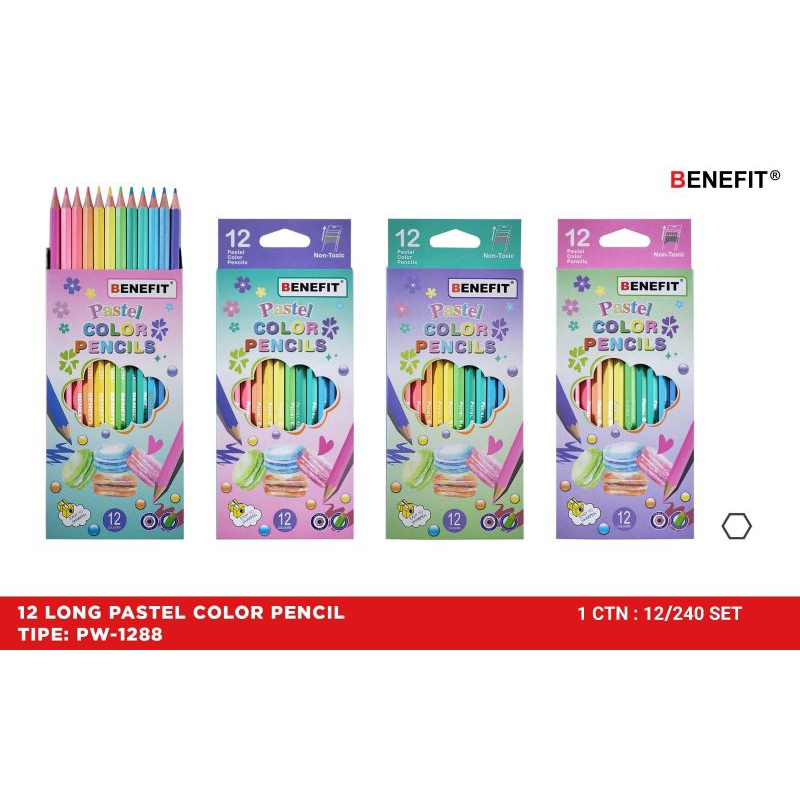 

12 Long Pastel Colour Pencil PW-1288