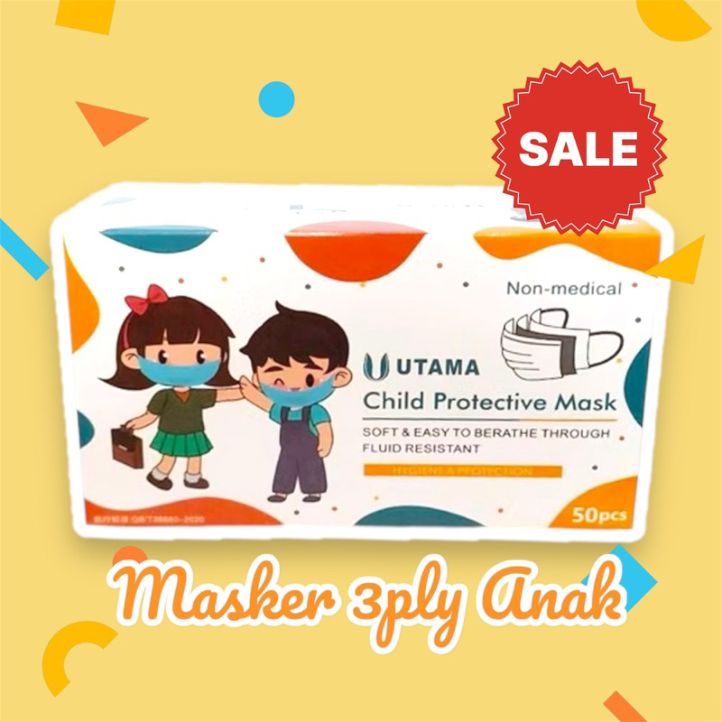 MASKER ANAK EALOOP 3ply KARAKTER 3D MOTIF GAMBAR ISI 50