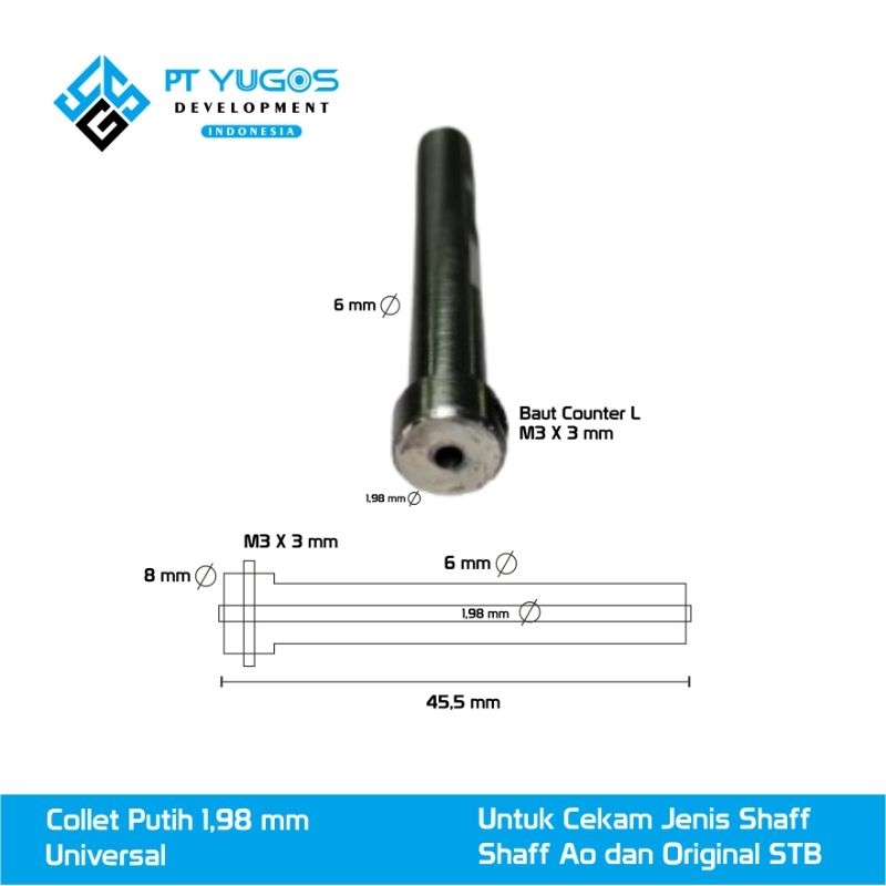 Collet Putih ukuran 1.98 mm For mesin Bubut YUGOS