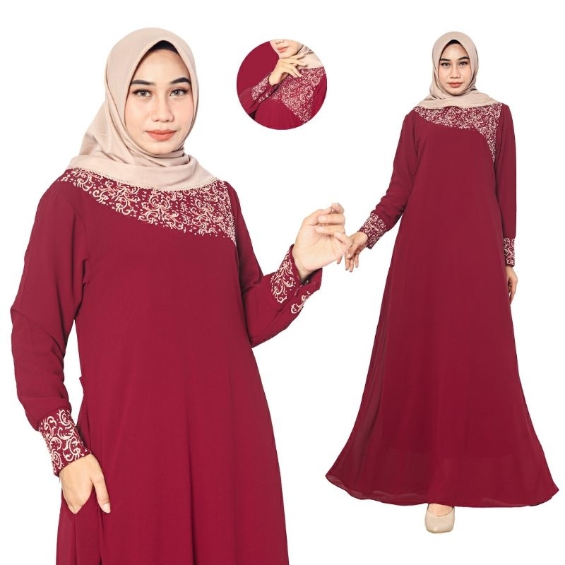 Nura Collection Official - Nuriel Shop - Gamis Wanita Model Terbaru - Gamis Ceruty - Nadia Dress