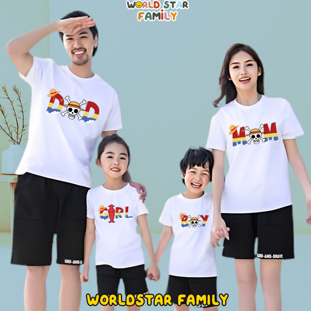 WSF Kaos Couple Keluarga ONE PIECE LUFFY kaos couple Anime Lucu kaos Anime Anak Kaos Couple Keluarga