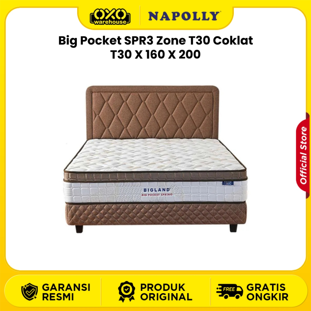 BigLand SPRINGBED Big Pocket SPR3 Zone T30 Coklat T30 X 160 X 200