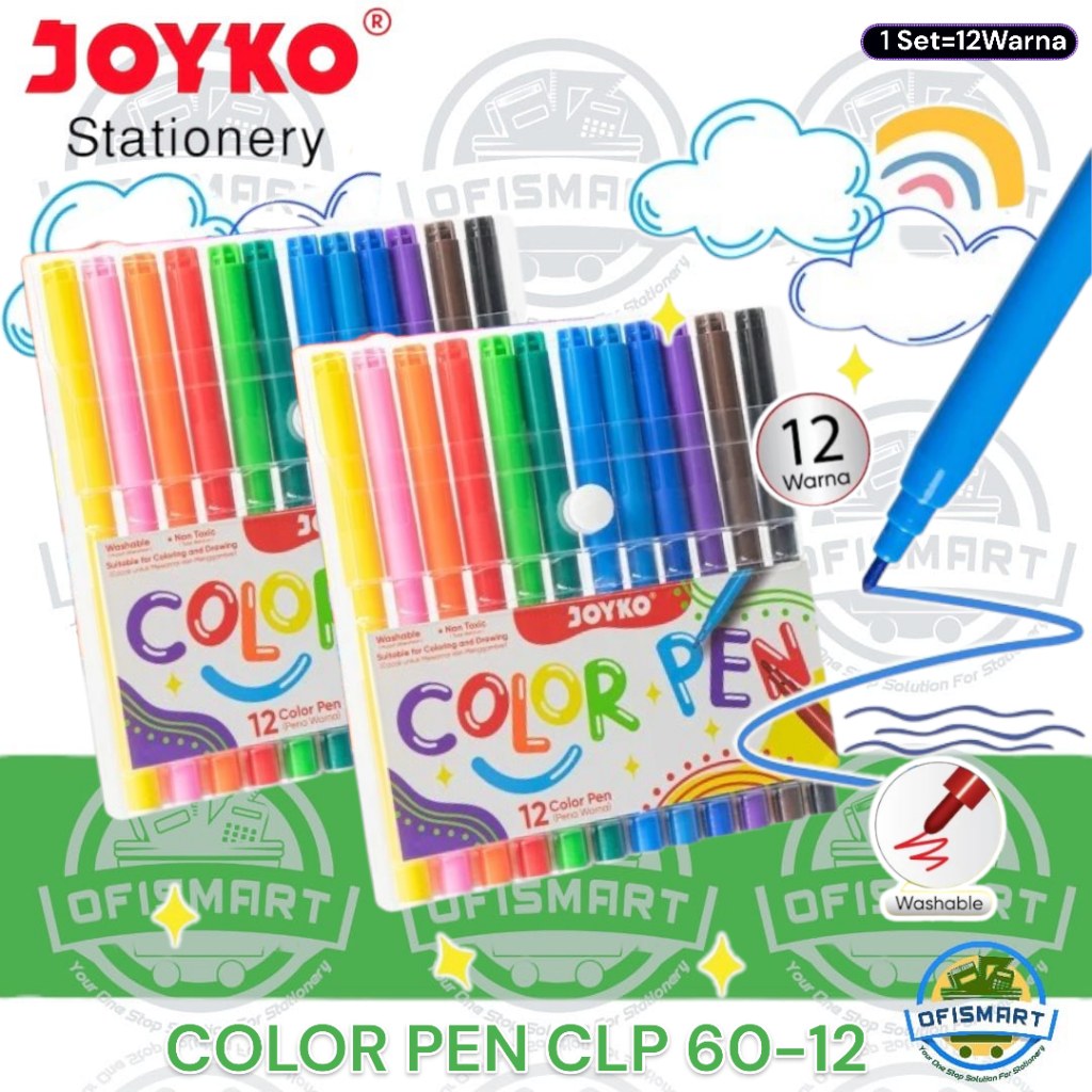 

Joyko Color Pen Pena Spidol Gambar CLP60 -12 | @1Set=12 Warna