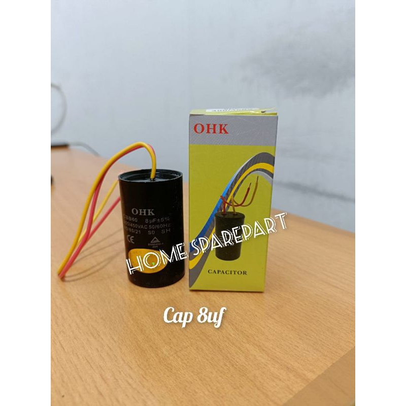 CAPASITOR / KAPASITOR MESIN CUCI 8UF BERKUALITAS ORI OHK JAPAN QUALITY