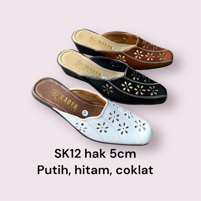 Raden Selop kulit wanita wedges 5cm untuk kondangan
