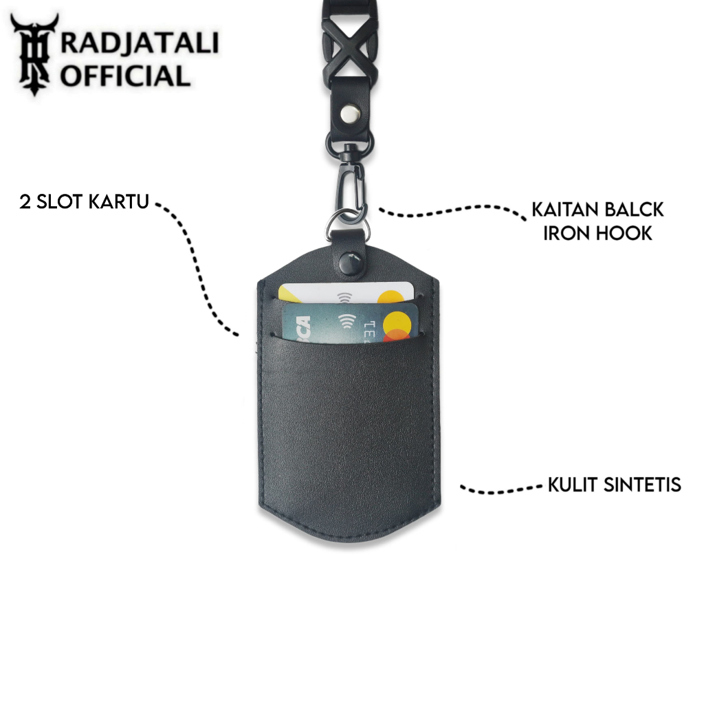 

ID [K4] LANYARD KULIT HOLDER ID CARD CUSTOM NAMA GRAFIR LEATHER - BLACK