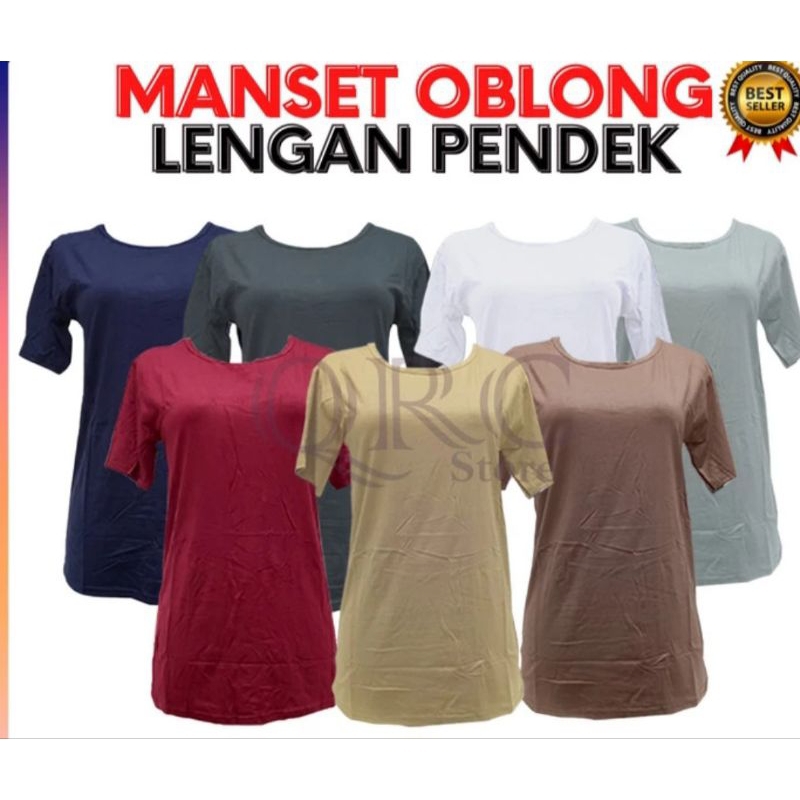 Manset baju lengan pendek wanita  krah oblong bahan rayon dalaman wanita leher polos