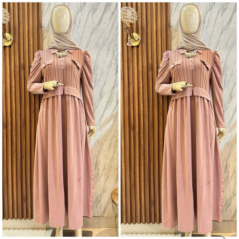 Gamis Irene knit busui - Gamis knit busui - gamis knit terbaru