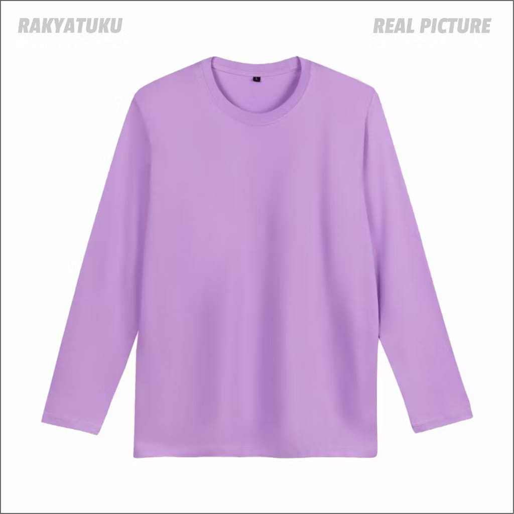 Kaos Lilac Polos Pria Wanita Lengan Panjang Cotton Combed 30s Oversize Unisex Premium