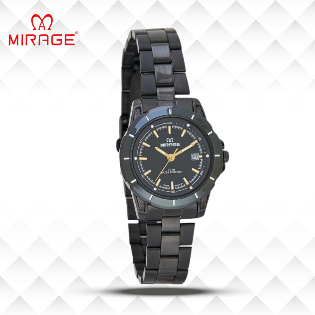 Mirage Jam Tangan Wanita Analog 8713 L Full Black Original Stainless