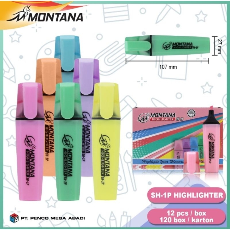 

1pcs MONTANA Highlighter PASTEL Colour // stabilo// spidol penanda