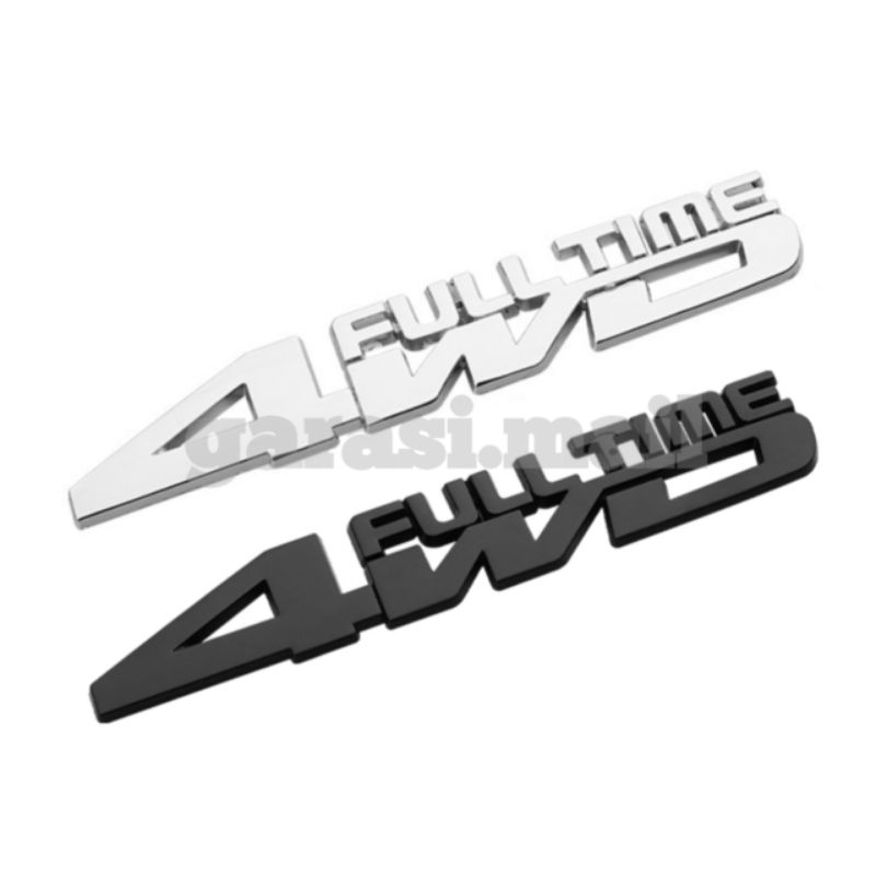 Stiker Emblem Badge 4WD Full Time Bahan Besi Timbul 3D Sticker Tulisan Tempelan Logo Krom Chrome Dek