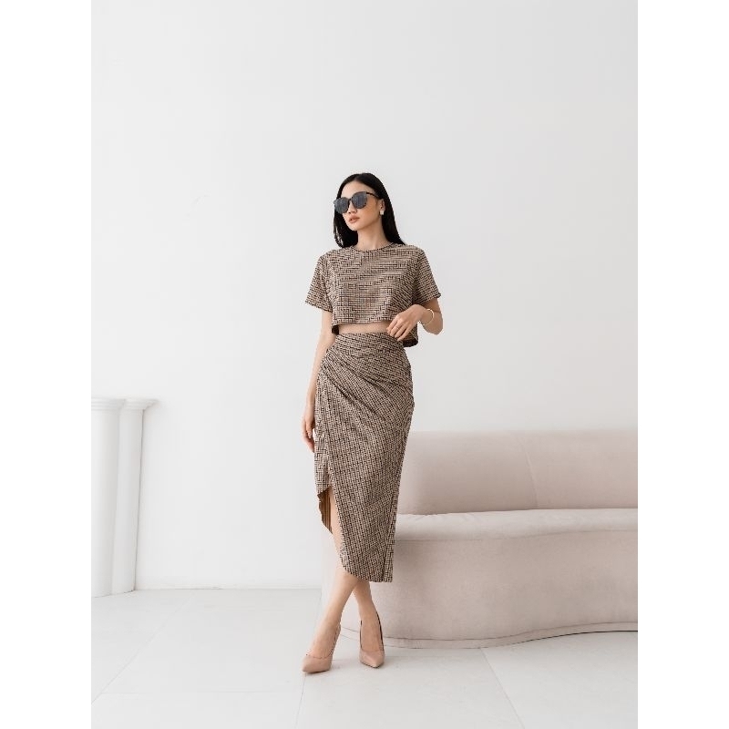 Gratia Collection - Fortune Set Skirt | One Set Crop Top dan Skirt Wanita | Korean Set Skirt