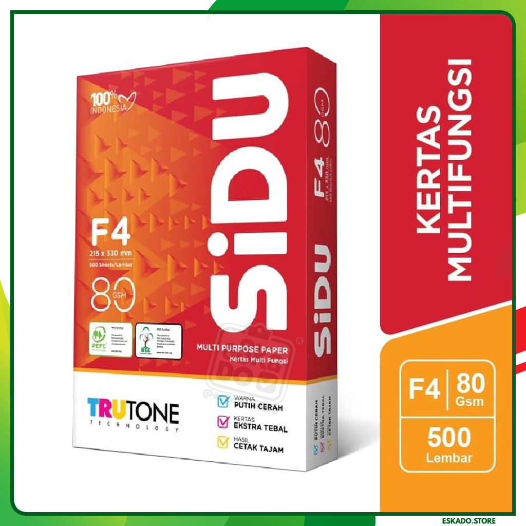 

Kertas HVS SIDU / Kertas Fotocopy SIDU 80 GSM F4 (1 Ream = 500 Lembar)